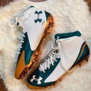 Under Armour White green and orange cleats 15 Miami dolphins colors